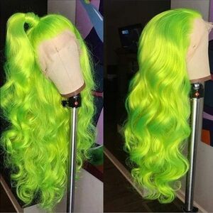 Lime Green Glow In The Dark 22" Lace Wig